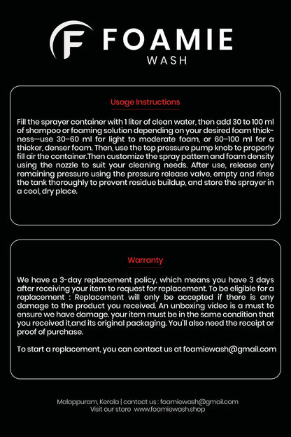 Foam Sprayer 2L + Snow Foam Shampoo 220 ML (BLACK)