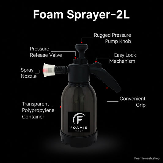 COMBO Foam Sprayer 2L + Snow Foam Shampoo 220 ML + Microfiber Towel 500 GSM - (BLACK)