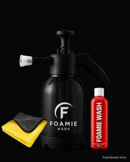 COMBO Foam Sprayer 2L + Snow Foam Shampoo 220 ML + Microfiber Towel 500 GSM - (BLACK)