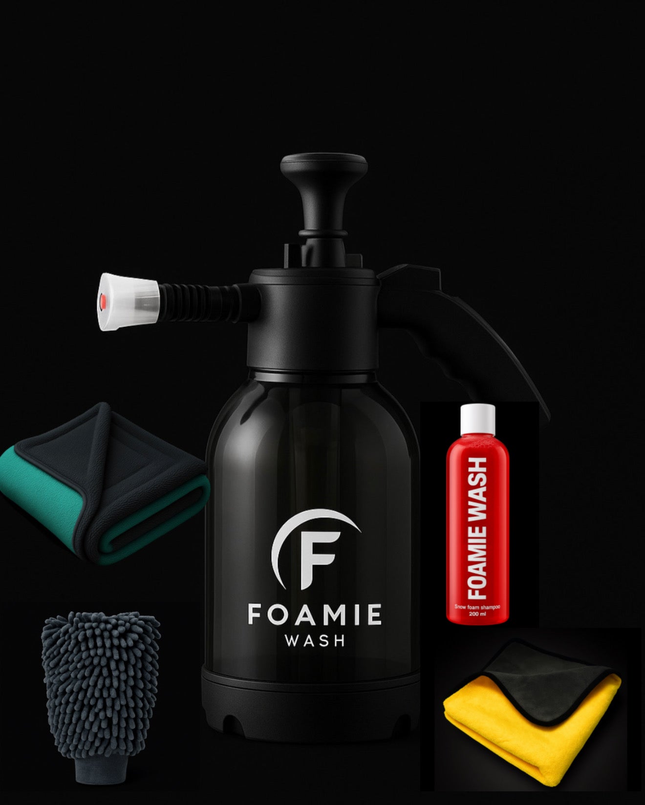 WHOLE COMBO Foam Sprayer 2L + Snow Foam Shampoo 220 ML + Microfiber Towel 500 GSM + Microfiber Gloves + Hydroloop Drying Towel 1200 GSM